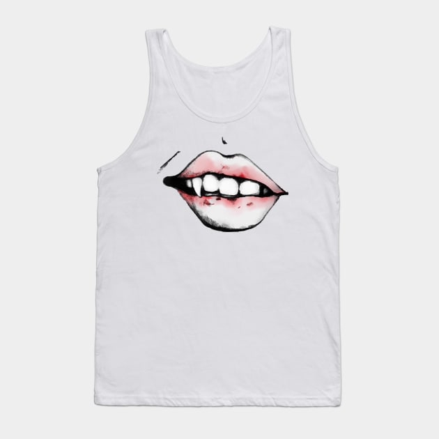 Vampire Teeth Halloween Tank Top by JJLosh